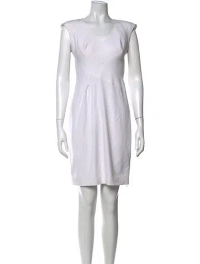 Pre-owned Black Halo V-neck Knee-length Dress In White