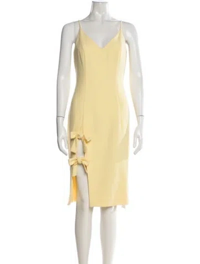 Pre-owned Black Halo V-neck Knee-length Dress In Yellow