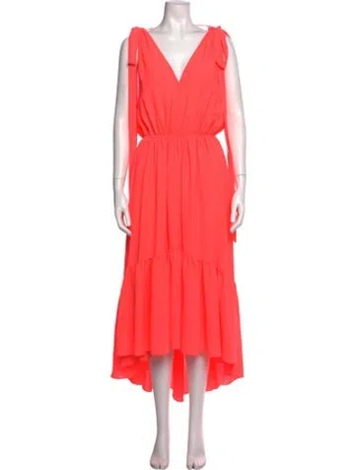 Pre-owned Black Halo V-neck Long Dress In Orange