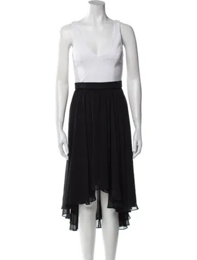 Pre-owned Black Halo V-neck Midi Length Dress In Black