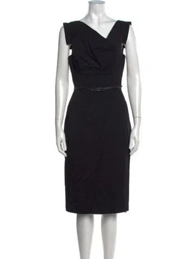 Pre-owned Black Halo V-neck Midi Length Dress In Black