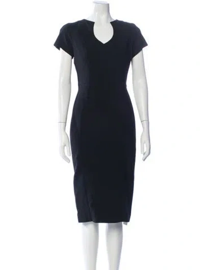 Pre-owned Black Halo V-neck Midi Length Dress In Blue