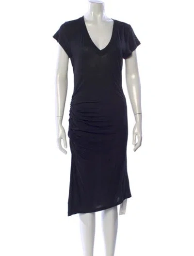 Pre-owned Black Halo V-neck Midi Length Dress In Blue