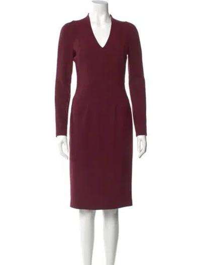 Pre-owned Black Halo V-neck Midi Length Dress In Burgundy