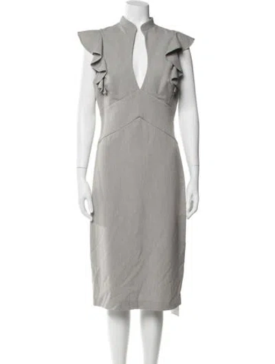 Pre-owned Black Halo V-neck Midi Length Dress In Neutral
