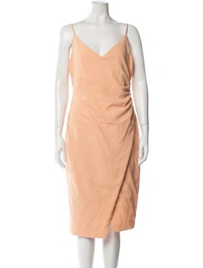 Pre-owned Black Halo V-neck Midi Length Dress In Orange