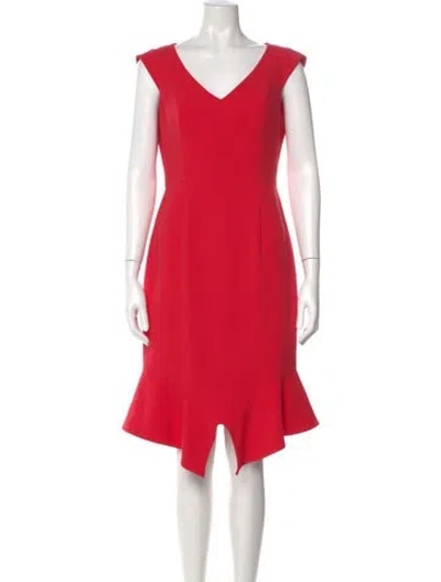 Pre-owned Black Halo V-neck Midi Length Dress In Pink