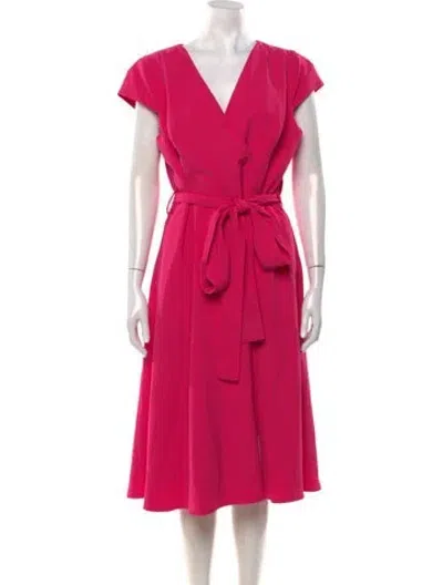 Pre-owned Black Halo V-neck Midi Length Dress In Pink