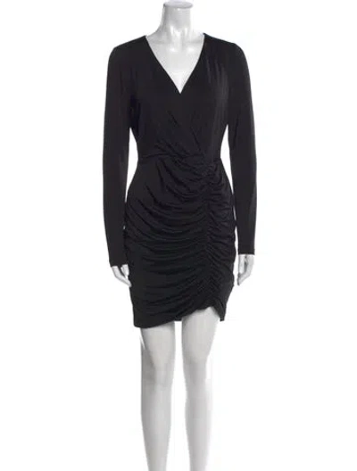 Pre-owned Black Halo V-neck Mini Dress In Black