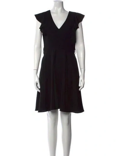Pre-owned Black Halo V-neck Mini Dress In Black