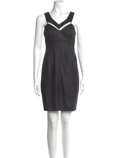 Pre-owned Black Halo V-neck Mini Dress In Black
