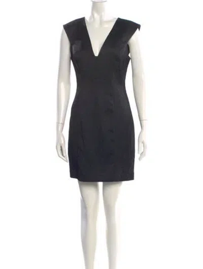 Pre-owned Black Halo V-neck Mini Dress In Black