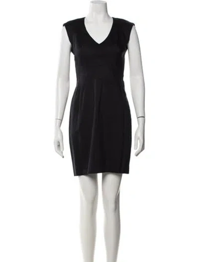 Pre-owned Black Halo V-neck Mini Dress In Black