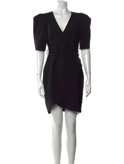 Pre-owned Black Halo V-neck Mini Dress In Black