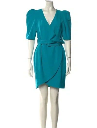 Pre-owned Black Halo V-neck Mini Dress In Blue