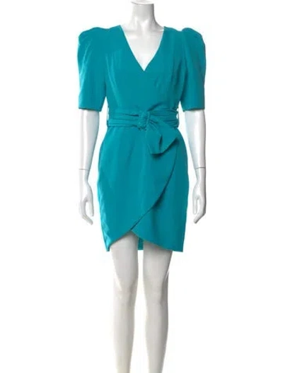 Pre-owned Black Halo V-neck Mini Dress In Blue