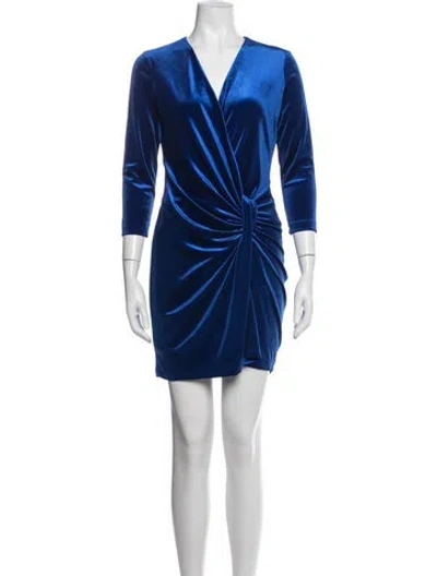 Pre-owned Black Halo V-neck Mini Dress In Blue