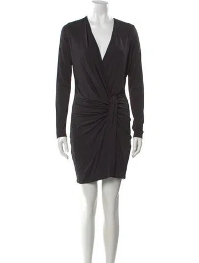 Pre-owned Black Halo V-neck Mini Dress In Gray