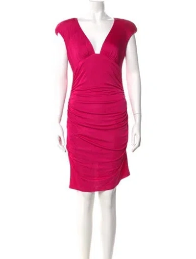 Pre-owned Black Halo V-neck Mini Dress In Pink