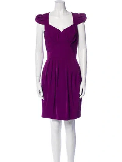 Pre-owned Black Halo V-neck Mini Dress In Purple