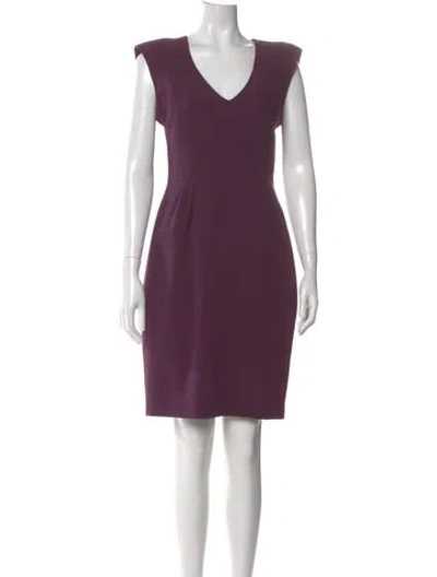 Pre-owned Black Halo V-neck Mini Dress In Purple