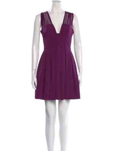 Pre-owned Black Halo V-neck Mini Dress In Purple