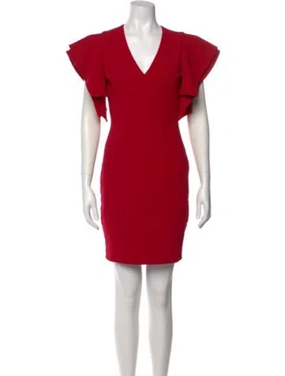 Pre-owned Black Halo V-neck Mini Dress In Red