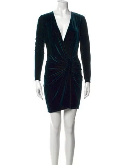 Pre-owned Black Halo V-neck Mini Dress W/ Tags In Blue