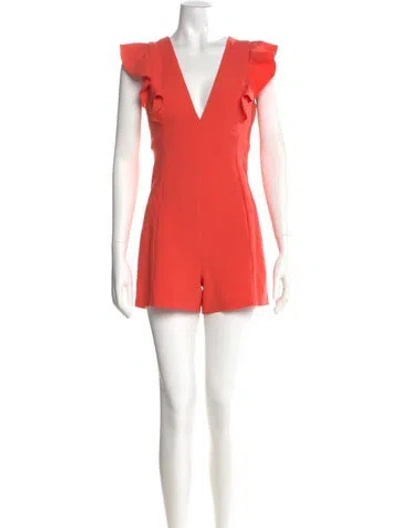 Pre-owned Black Halo V-neck Romper In Orange