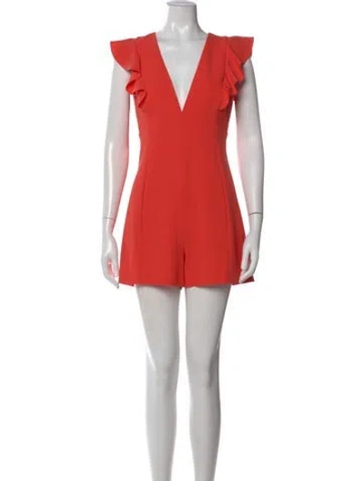 Pre-owned Black Halo V-neck Romper In Orange