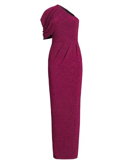 Black Halo Women's Egan Metallic One-shoulder Gown In Purple