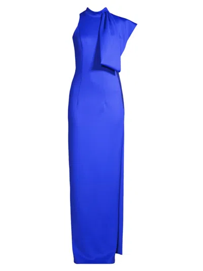 Black Halo Women's Eve Amira Draped Bow Gown In Vibrant Blue