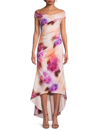 Black Halo Women's Eve Brielle Pleated High-low Gown In Multi