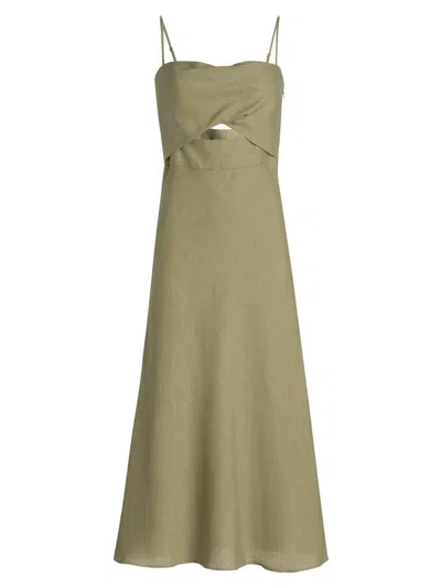 Black Halo Jada Cutout Detail Linen Dress In Green