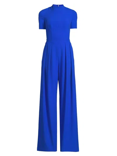Black Halo Mayra Mock Neck Wide Leg Jumpsuit In Blue