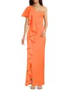 Black Halo Percy Ruffle One-shoulder Gown In Neon Apricot