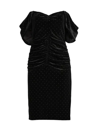 Black Halo Women's Sampson Ruched Velvet Dress In Black