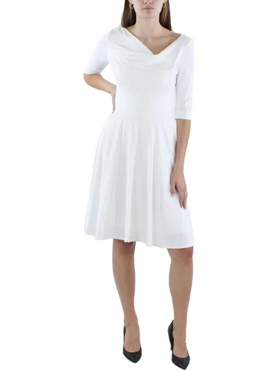 Black Halo Womens 3/4 Sleeve Pleated Fit & Flare Dress In White | ModeSens