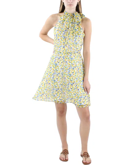 Black Halo Womens Knee-length Printed Halter Dress In Multi
