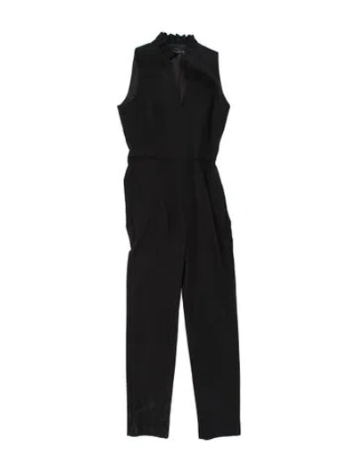 Pre-owned Black Halo Wool Mock Neck Jumpsuit In Black