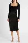 Black Halo Xander Metallic Long Sleeve Sheath Cocktail Dress