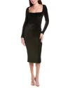 Black Halo Xander Metallic Long Sleeve Sheath Cocktail Dress In Black