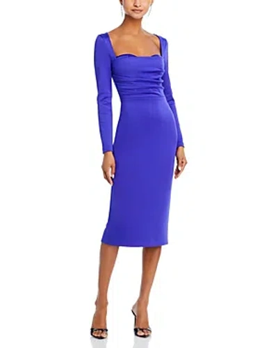 Black Halo Zanry Ruched Sweetheart Bodycon Midi Dress In Cadburry Purple