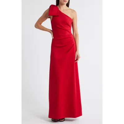 BLACK HALO BLACK HALO ZYRA BOW SHOULDER RUCHED GOWN