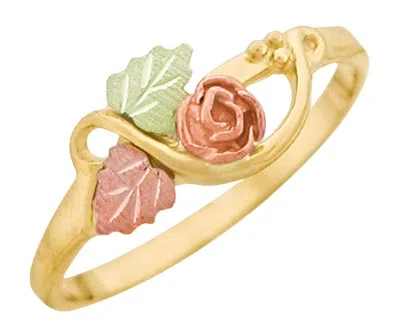 Pre-owned Black Hills Gold 10k  Rose Ring With 10k Gold Leaves Size 3 - 10 In Pink