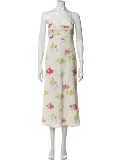 Pre-owned Black Iris Floral Print Midi Length Dress In Multicolor