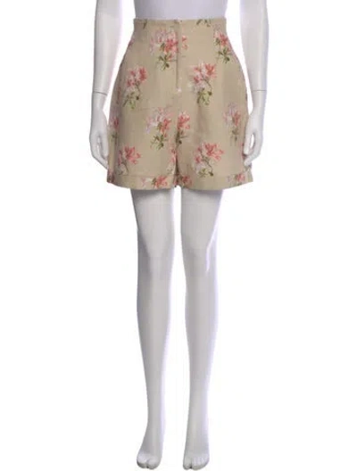 Pre-owned Black Iris Floral Print Mini Shorts In Neutral