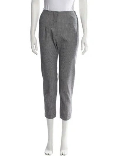 Pre-owned Black Iris Houndstooth Print Straight Leg Pants In Gray