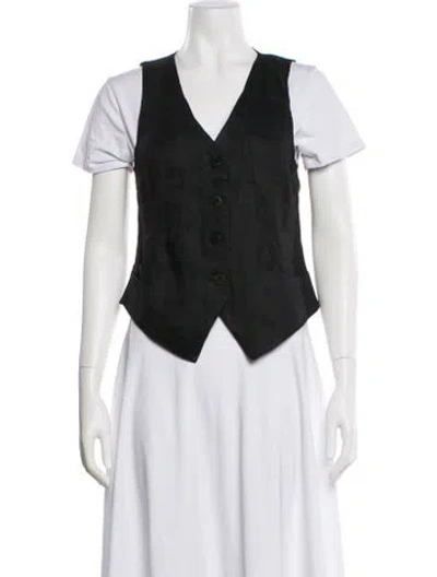 Pre-owned Black Iris Linen Vest In Black