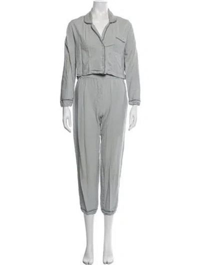 Pre-owned Black Iris Patterned Pant Set In Gray